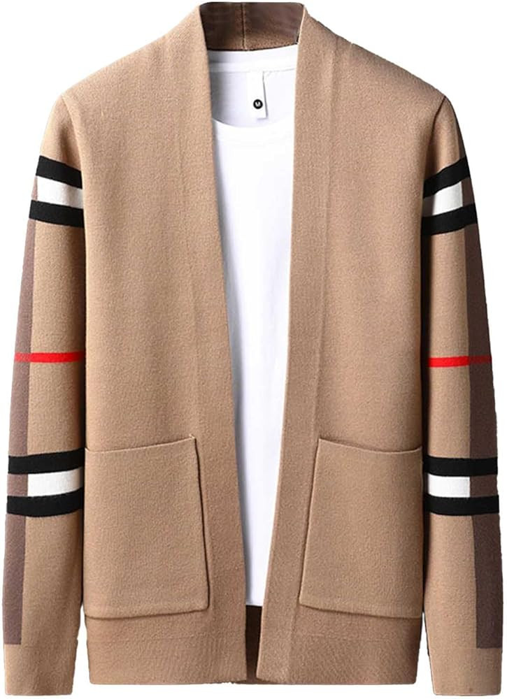 Men's Knit Cardigan Sweater Fall Casual Open Front Outerwear Relaxed Fit Knitwear Long Sleeve Swe... | Amazon (US)