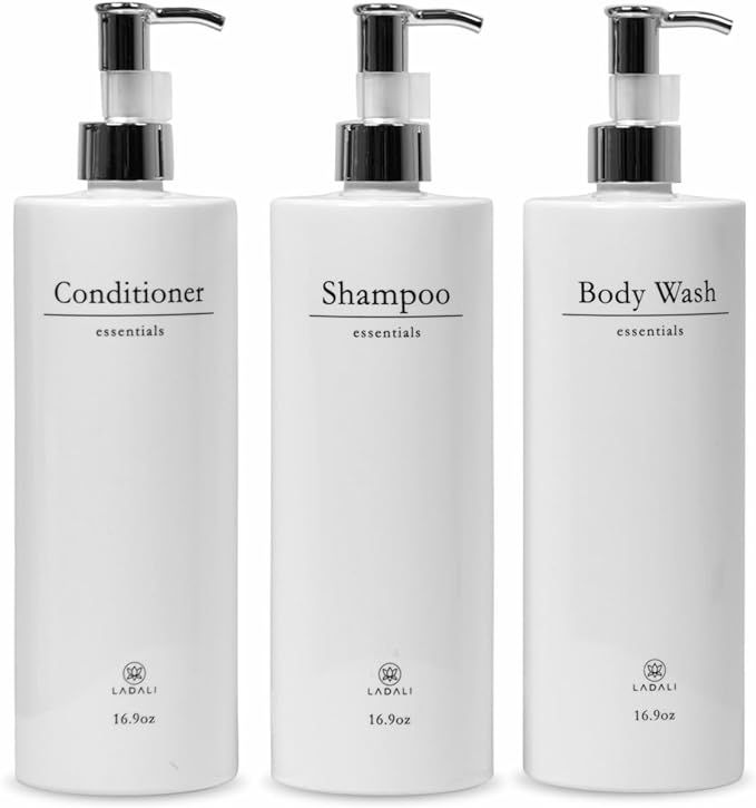 LADALI Shampoo and Conditioner Dispenser, 16.9oz, Set of 3 Luxury Refillable Bottles with Permane... | Amazon (US)