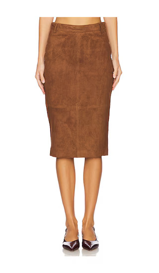 Marcella Suede Skirt in Cinnamon | Revolve Clothing (Global)