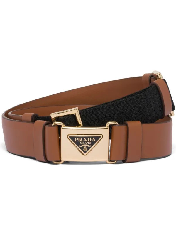 Prada triangle-logo Leather Belt - Farfetch | Farfetch Global