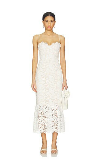 Teagan Midi Dress in White | Revolve Clothing (Global)