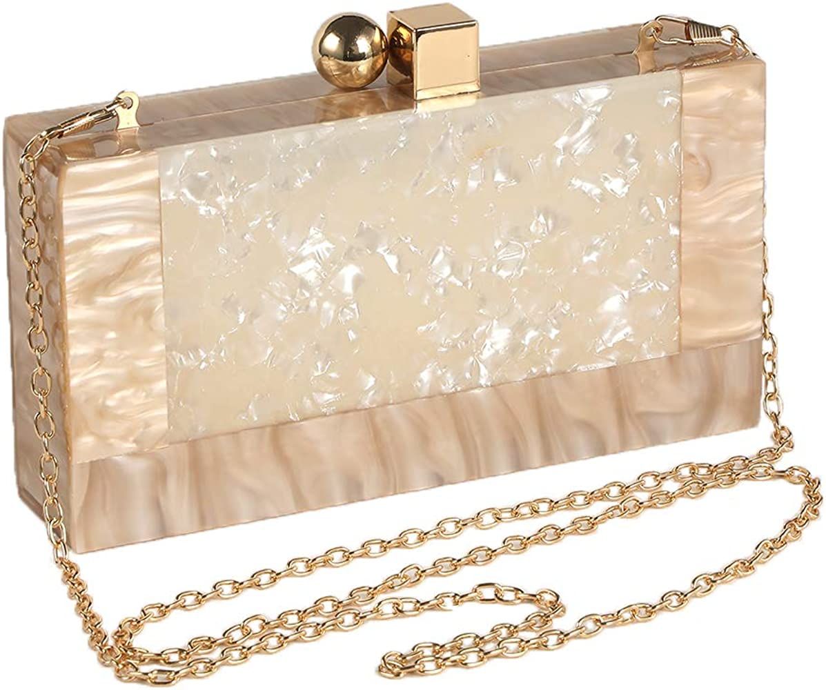 Menurra Women Acrylic Evening Clutch bag Glitter Marble Purse Handbag for Wedding Cocktail Party Pro | Amazon (US)