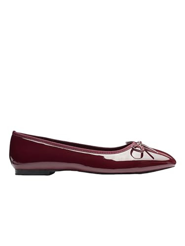 CIDER Bow Decor Square Toe Ballet Mary Jane Flats: Wine, 39 | Amazon (US)