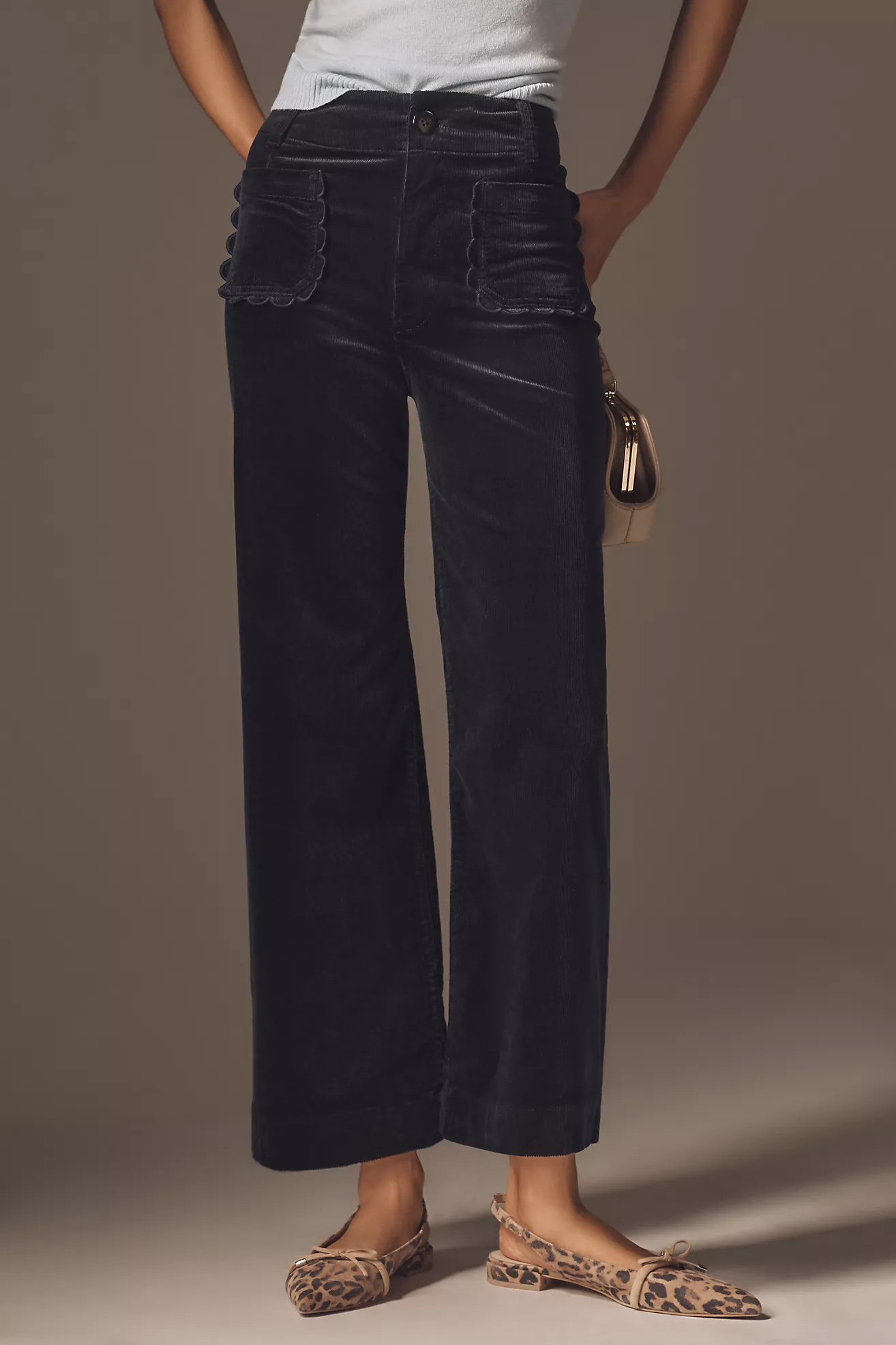 The Colette Scallop Pocket Corduroy Crop Wide-Leg Pants by Maeve | Anthropologie (US)