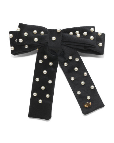 Faux Pearl Embellished Antoinette Bow Barrette | TJ Maxx