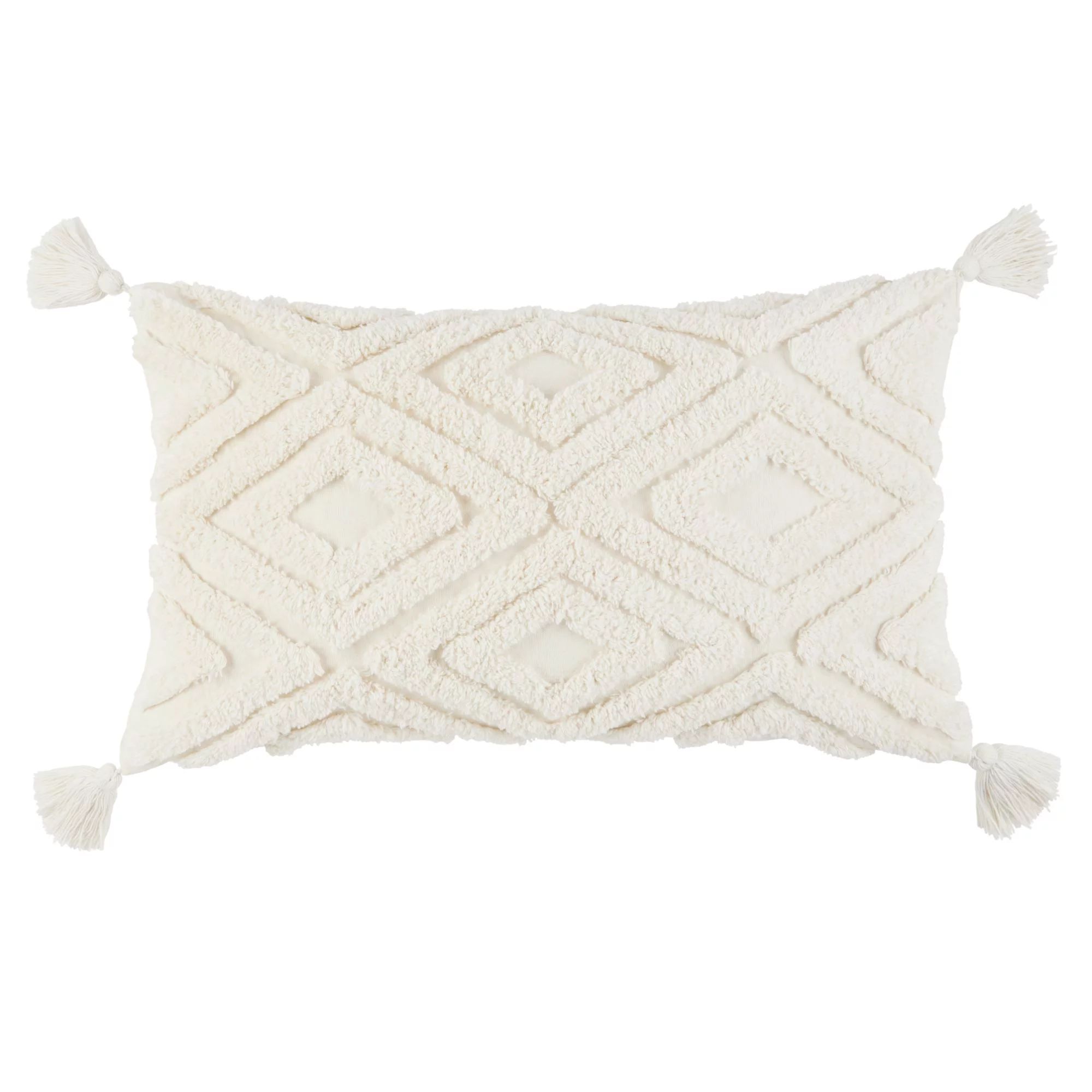 Wanda June Home Diamond Tufted Lumbar Pillow, White, 14"x24" by Miranda Lambert | Walmart (US)