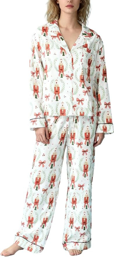 LILTWIST Women Cute Gingerbread Pajamas Christmas Nutcracker Long Sleeve Shirt Holiday Bow Matchi... | Amazon (US)