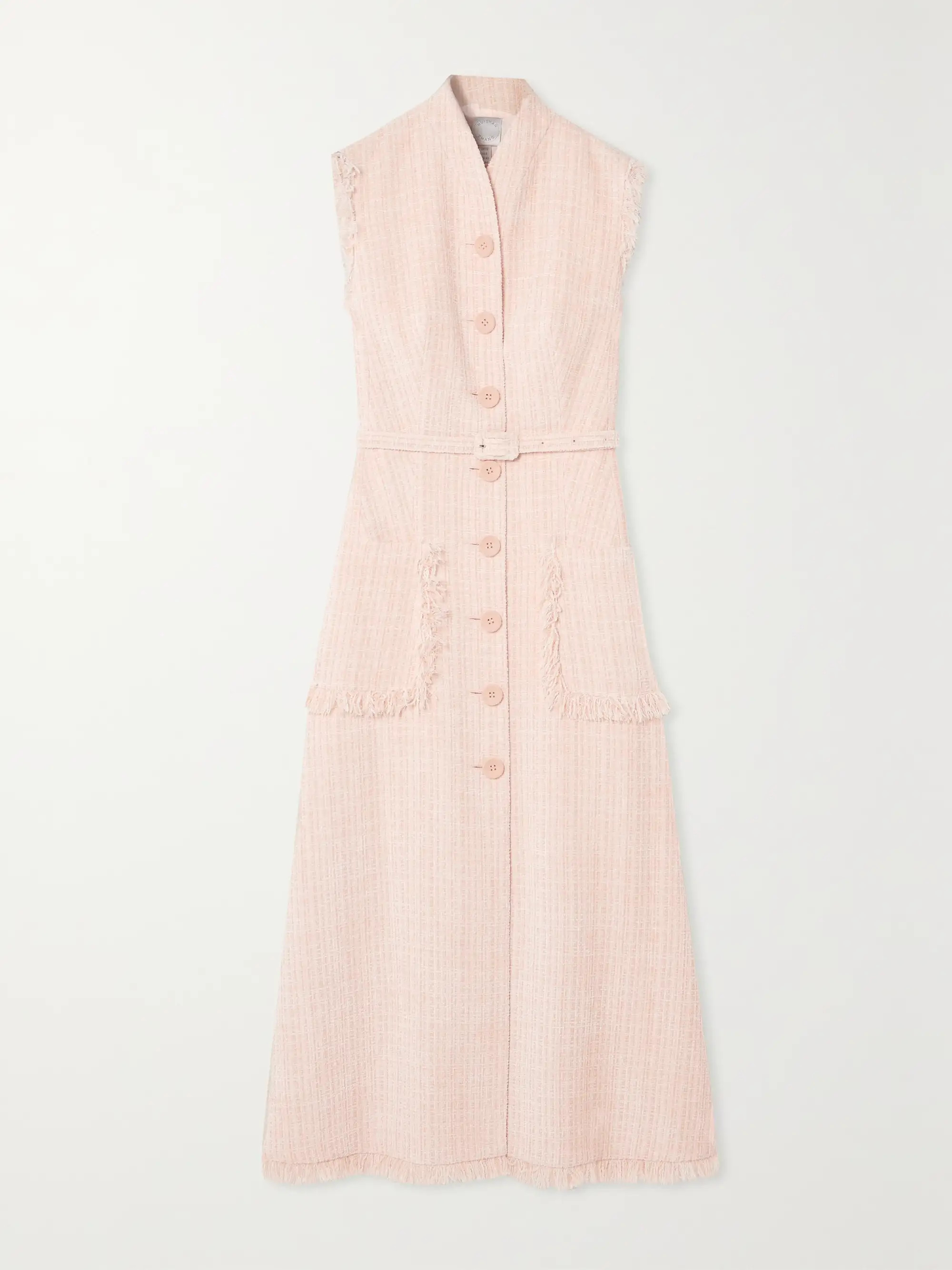 Felicity belted fringed tweed midi dress | NET-A-PORTER (US)