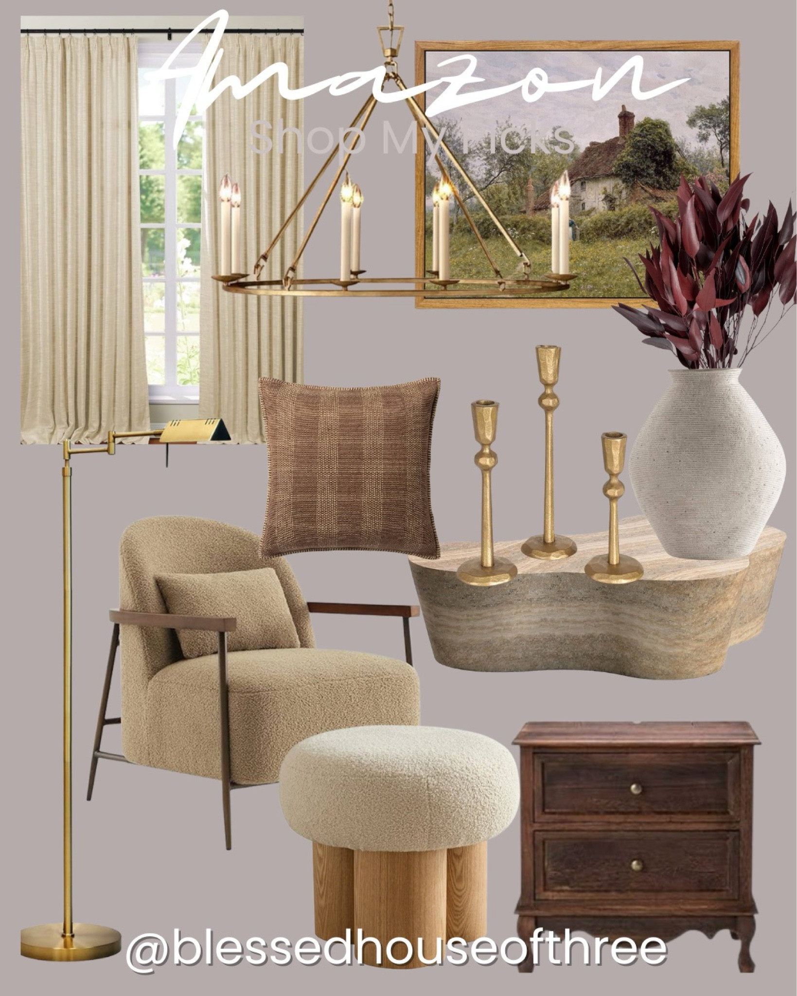 Love these home finds. Chandelier currently has a coupon available 


Living room, accent chair, ottoman, floor library lamp. Pottery barn dupe curtains, throw pillow, wall art, white vase, dried stems, travertine coffee table, organic modern, 


#LTKHome #LTKSaleAlert #LTKStyleTip