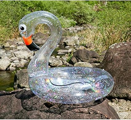 Flamingo Inflatable Pool Float - Transparent Shiny Glitters Swimming Float for Girl Woman Summer ... | Amazon (US)