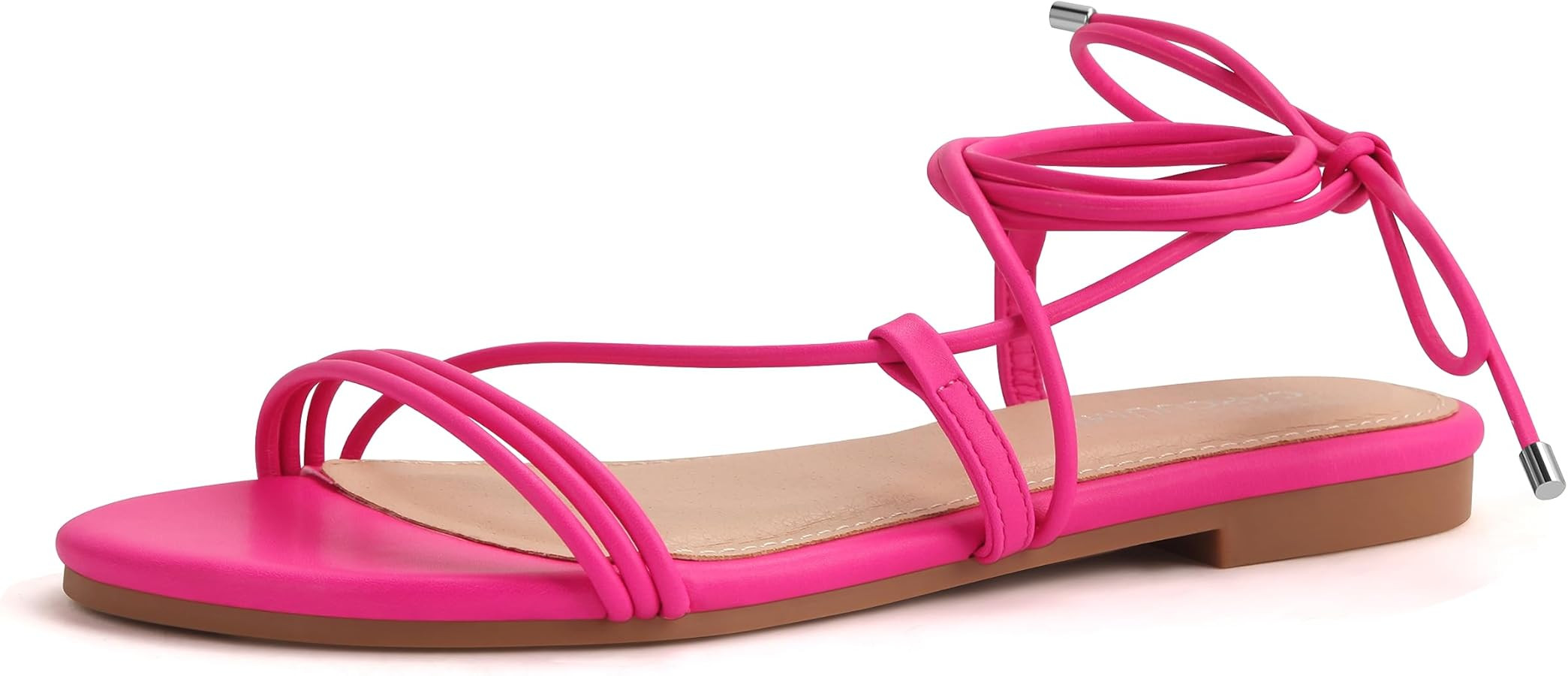 PARTY Women's Strappy Sandals Lace Up Flats Tie Up Open Toe Ankle Strap Shoes | Amazon (US)