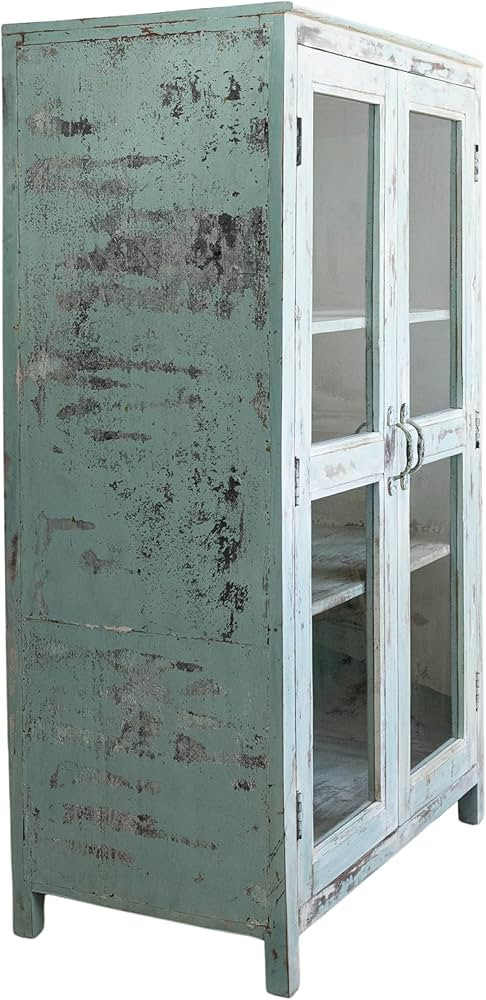 Creative Co-Op Heavily Distressed Mango Wood and Glass Vintage Reproduction Cabinet with Tin Side... | Amazon (US)