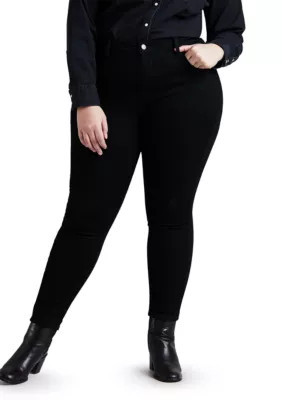 Levi's Plus Size 720 High Rise Super Skinny Blackest Night Denim Jeans, Black, 24W | Belk