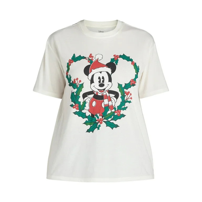 Mickey Mouse Women's Christmas Graphic Tee with Short Sleeves, Sizes XXS-XXL | Walmart (US)