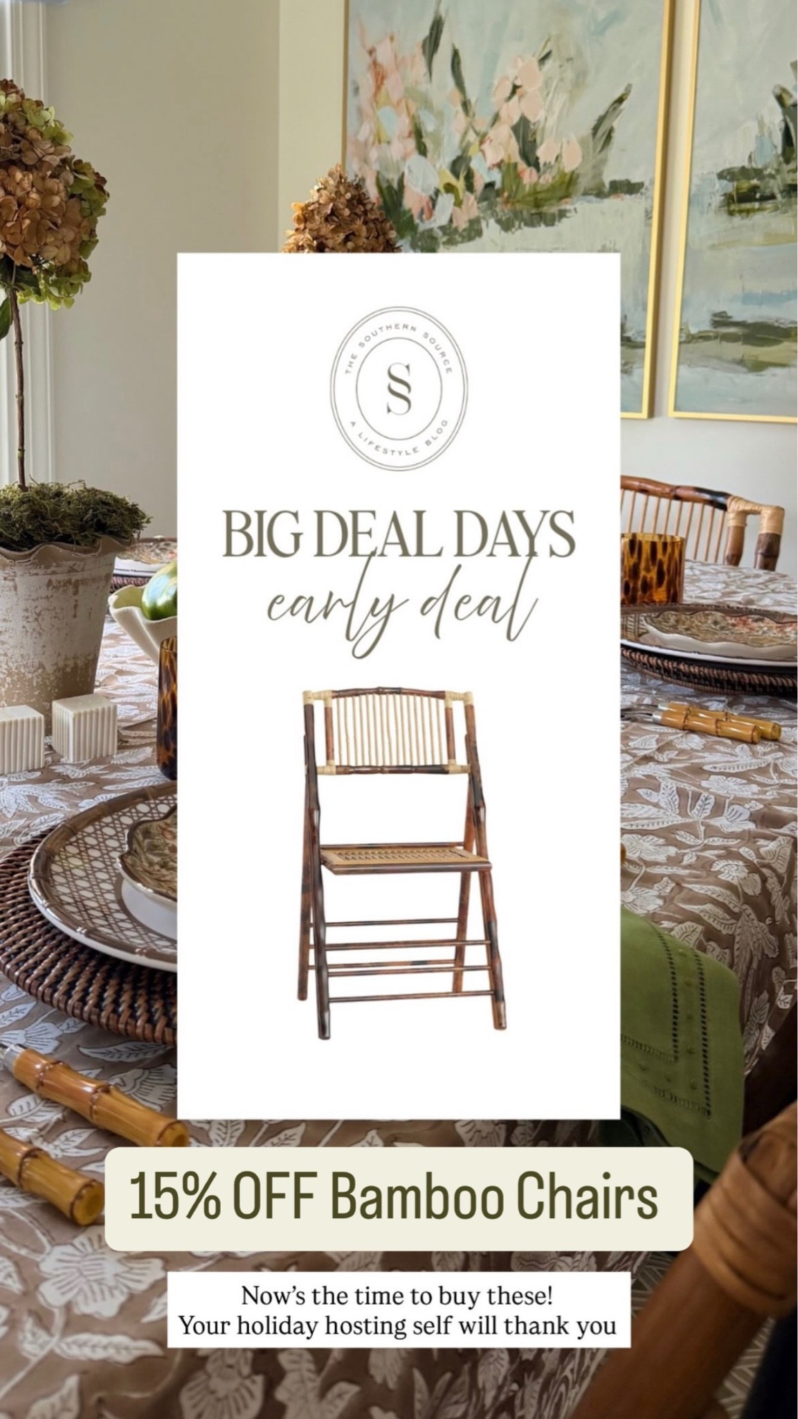 Early Prime Day Deals!! These bamboo chairs are a crowd favorite!! Make hosting easy and elevated with these fabulous chairs! 

#PrimeDay #TheSouthernSource

#LTKSaleAlert #LTKmorningroutine #LTKdayinmylife
