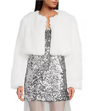 Aria Faux Fur Long Sleeve Jacket | Dillard's