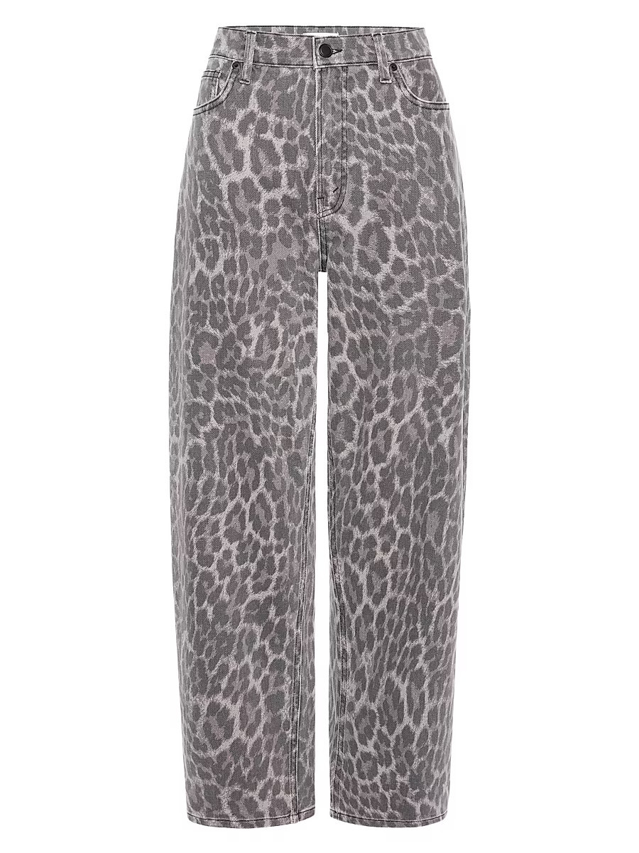 Women's Good Standard Leopard Barrel Jeans - Grey Lucky Leopard - Size 12 | Saks Fifth Avenue