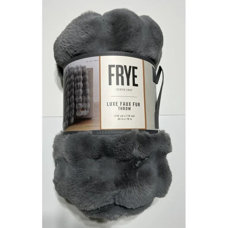 Frye Luxe Faux Fur Throw Blanket (60 in X 70 in) Gray | Walmart (US)