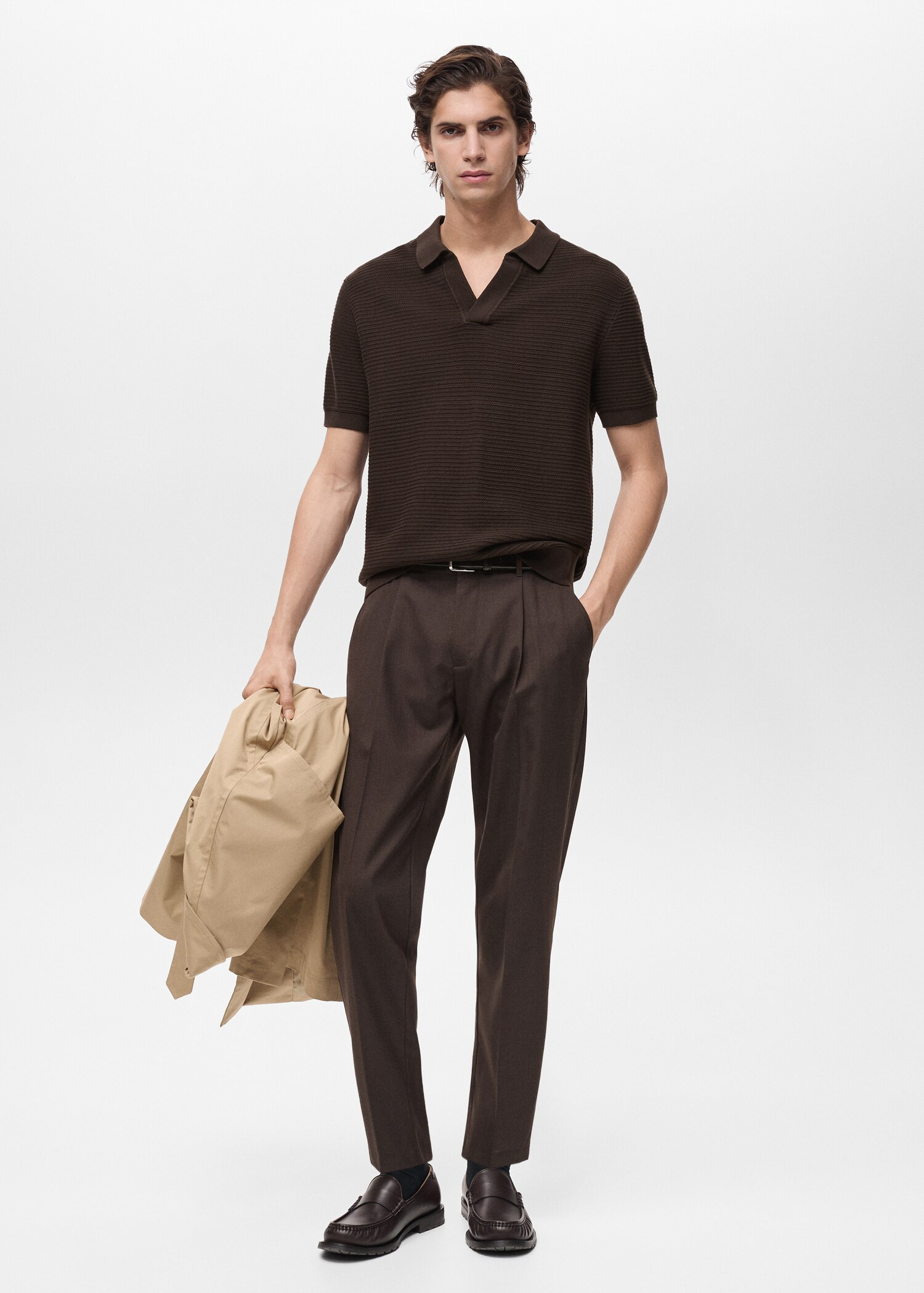 100% cotton knitted polo structure - Men | MANGO USA | Mango (US/MX/AU)