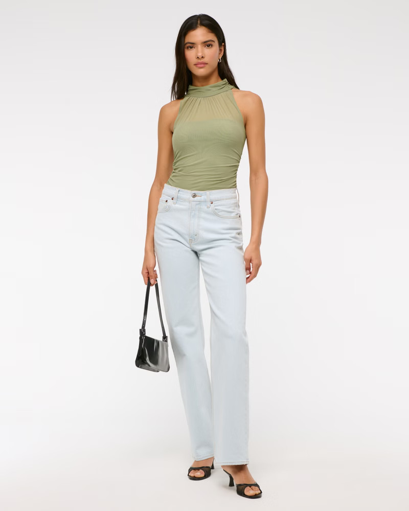 Ruched Mesh Halter Top | Abercrombie & Fitch (US)