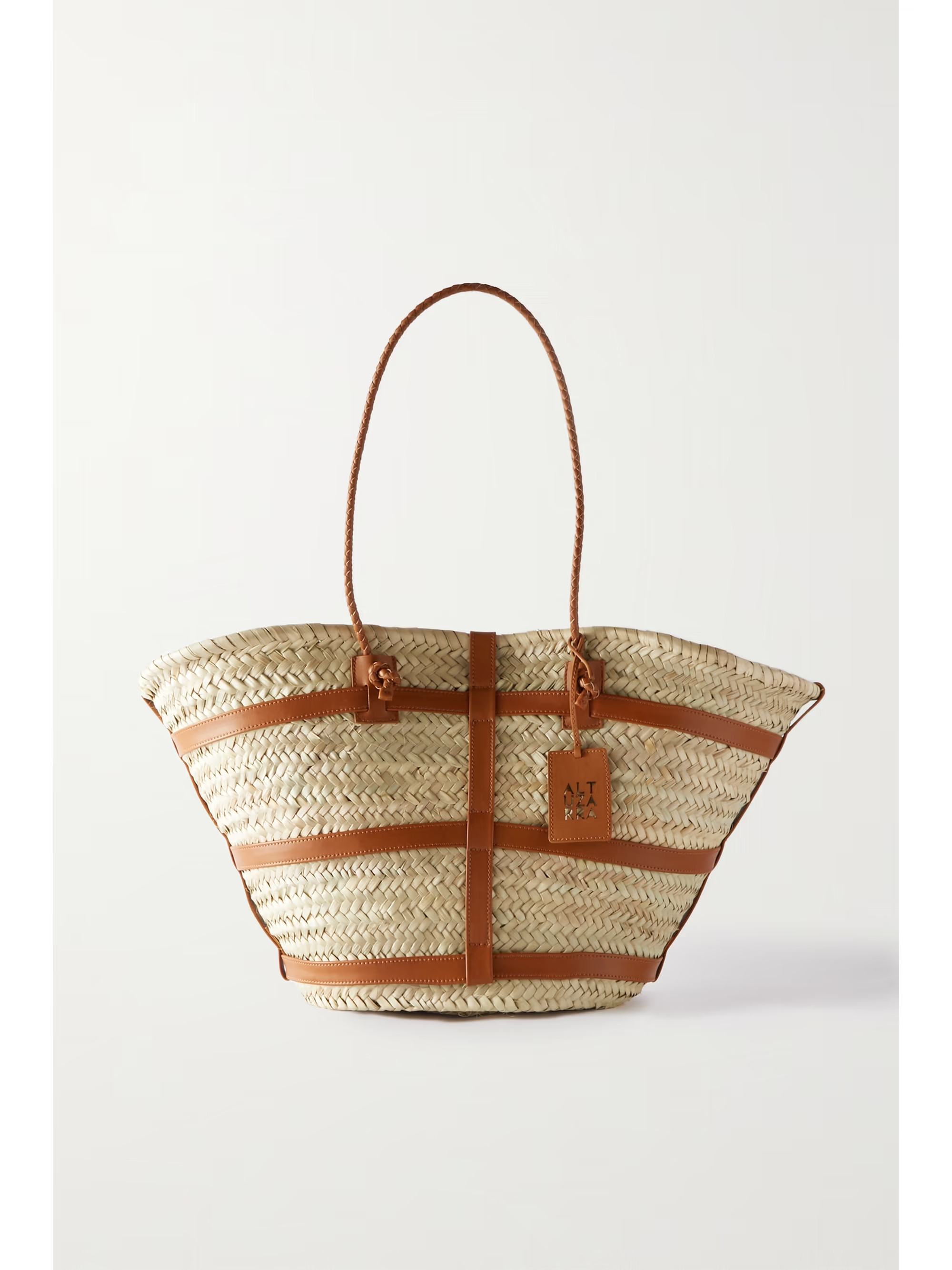 Watermill large leather-trimmed woven straw tote | NET-A-PORTER (US)