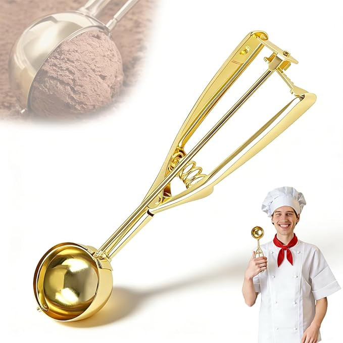 Gold Ice Cream Scoop 304 Stainless Steel Cookie Scoops for Baking Melon Baller with Trigger 3 Siz... | Amazon (US)