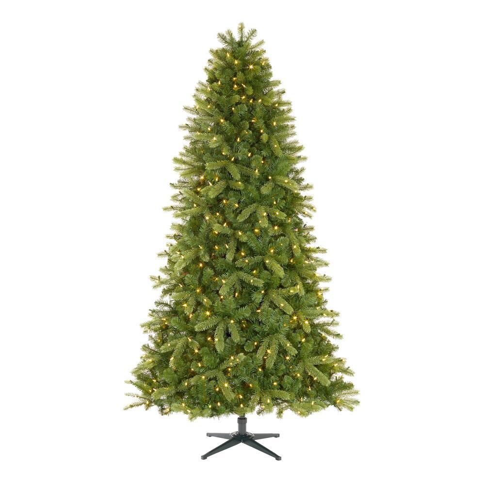 Home Accents Holiday 7.5 ft Manchester White Spruce LED Pre-Lit Artificial Christmas Tree with 50... | The Home Depot