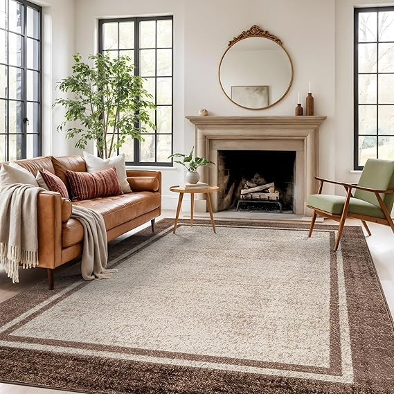 Rugshop Modern Transitional Bordered Indoor Area Rug for Living Room,Bedroom,Kitchen Rug Low Pile... | Amazon (US)