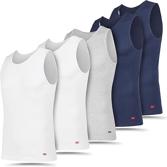Levi's Lightweight Tank Tops for Men, 5 Pack Classic Ribbed Cotton Mens Undershirts | Amazon (US)
