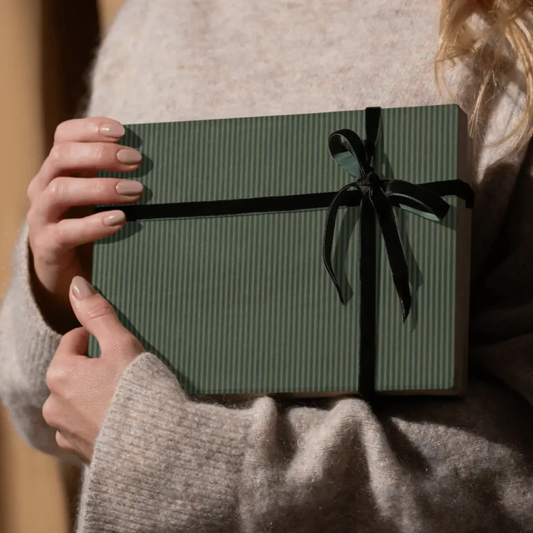Green Pinstripe Gift Wrap | Cottage and Key
