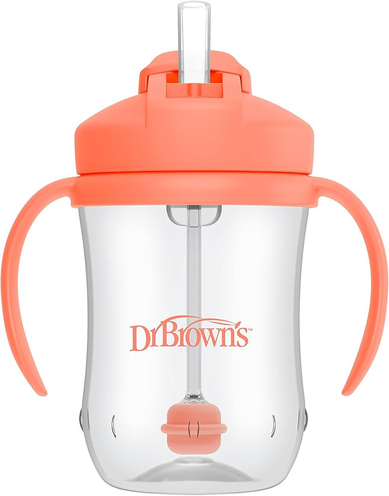 Dr. Brown's Milestones, Baby's First Straw Cup Sippy Cup with Straw, 6m+, 9oz/270ml, Coral, BPA F... | Amazon (US)