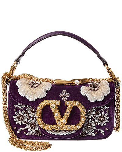 VLogo Loco Small Velvet & Leather Shoulder Bag | Gilt & Gilt City