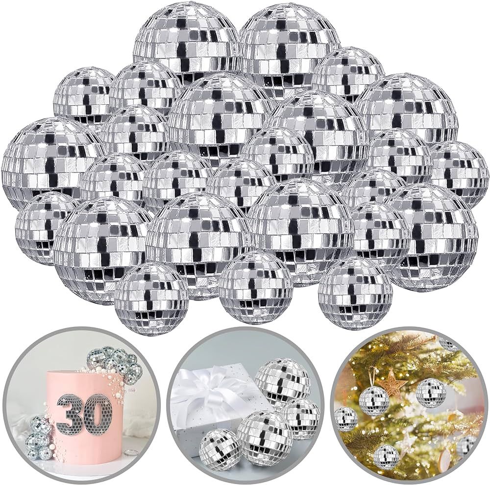 45 PCS 0.78Inch 1.18Inch Disco Ball Cake Decoration Ornaments Reflective Mirror Ball Cake Decorat... | Amazon (US)