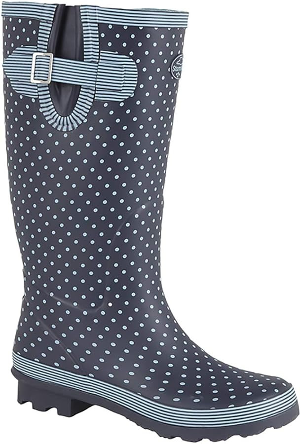 StormWells Dotty Ladies Rubber Wellington Boots Pale Blue Polka Dot/Navy UK 3 | Amazon (UK)