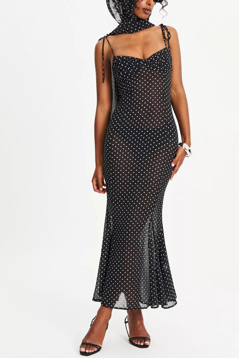 Miss Circle Yadira Mesh Chiffon Polka Dot Dress | Urban Outfitters (US and RoW)