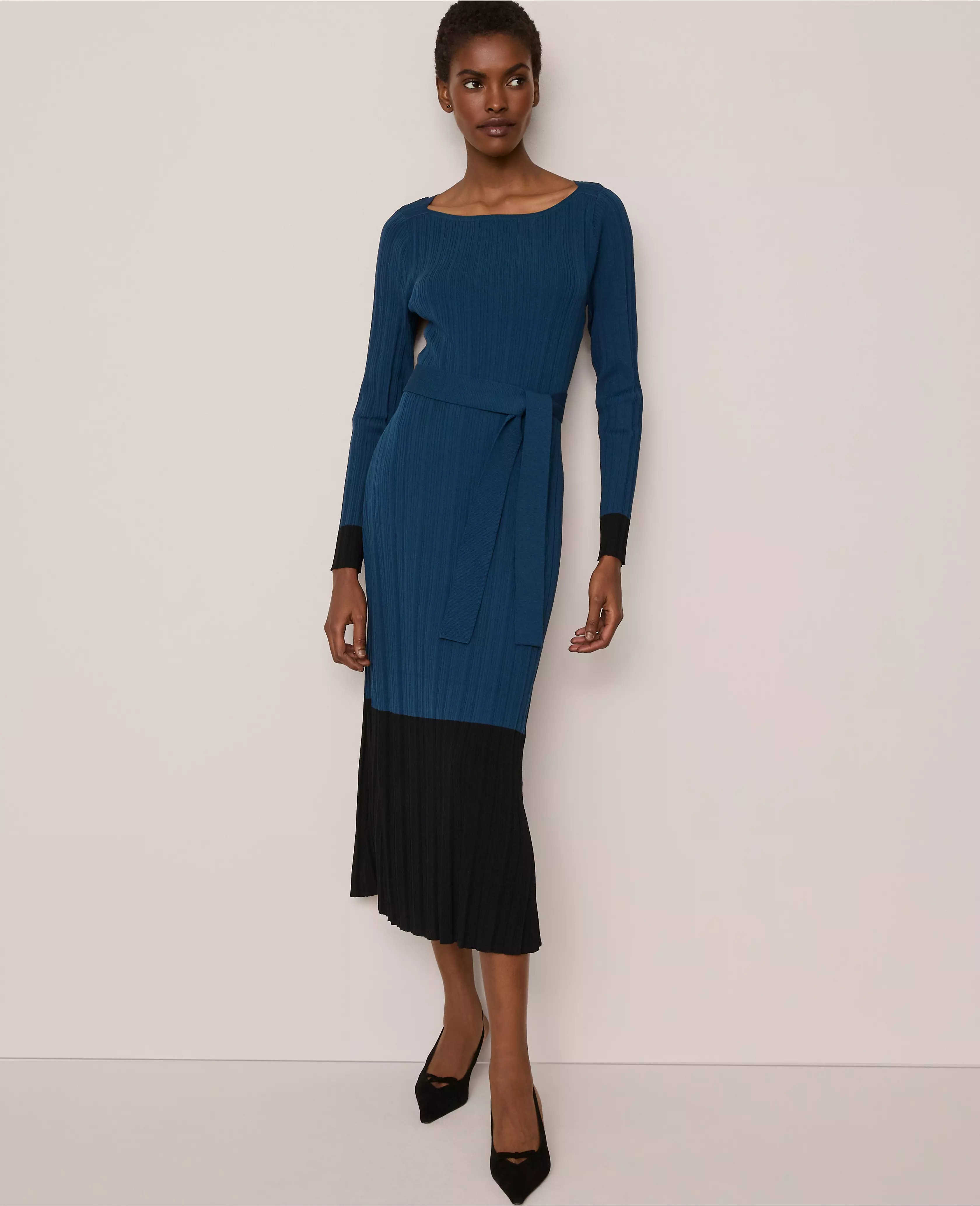Color Block Ribbed Sweater Dress | Ann Taylor