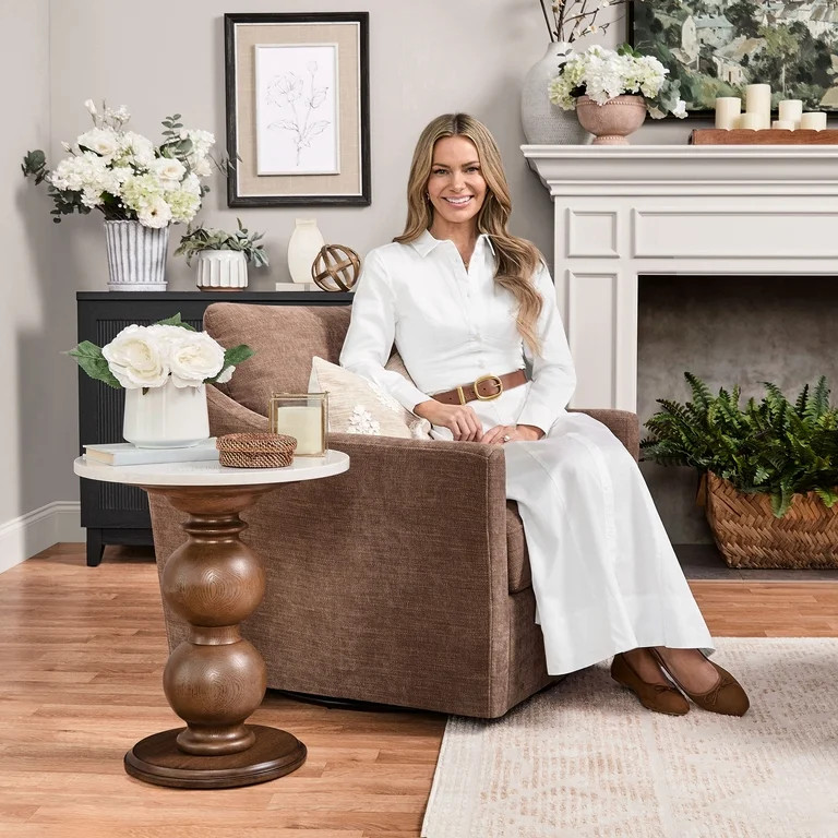 My Texas House Vivienne Marble Top End Table | Walmart (US)