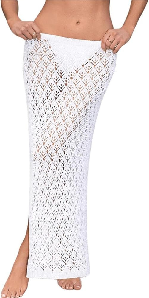 GORGLITTER Women's Crochet Cover Up Skirt Hollow Out Split Maxi Beach Cover ups | Amazon (US)