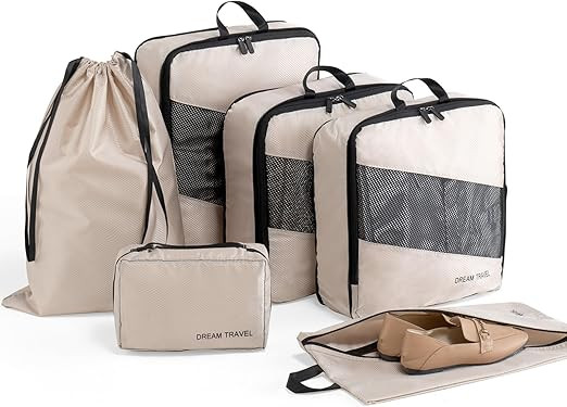 WOOMADA Compression Packing Cubes for Suitcases Travel Essentials 6 Set Expandable Travel Bags Or... | Amazon (US)