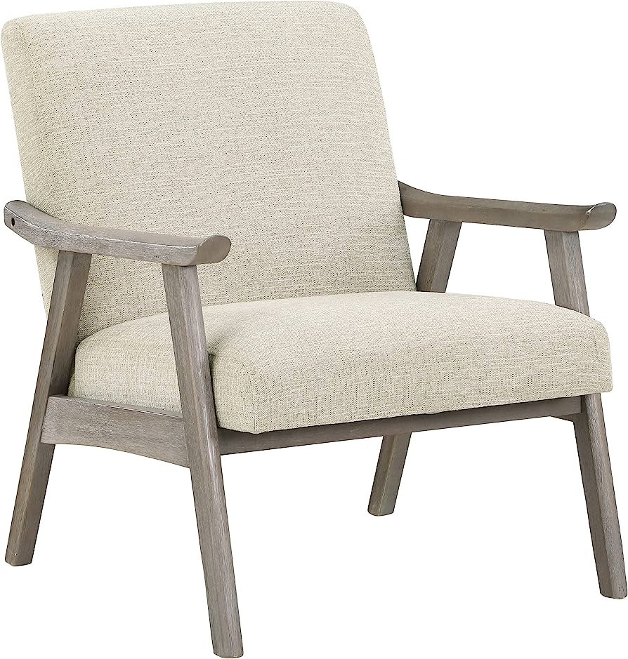 OSP Home Furnishings Weldon Armchair, Grey Fabric with Brushed Grey Finished Frame | Amazon (US)
