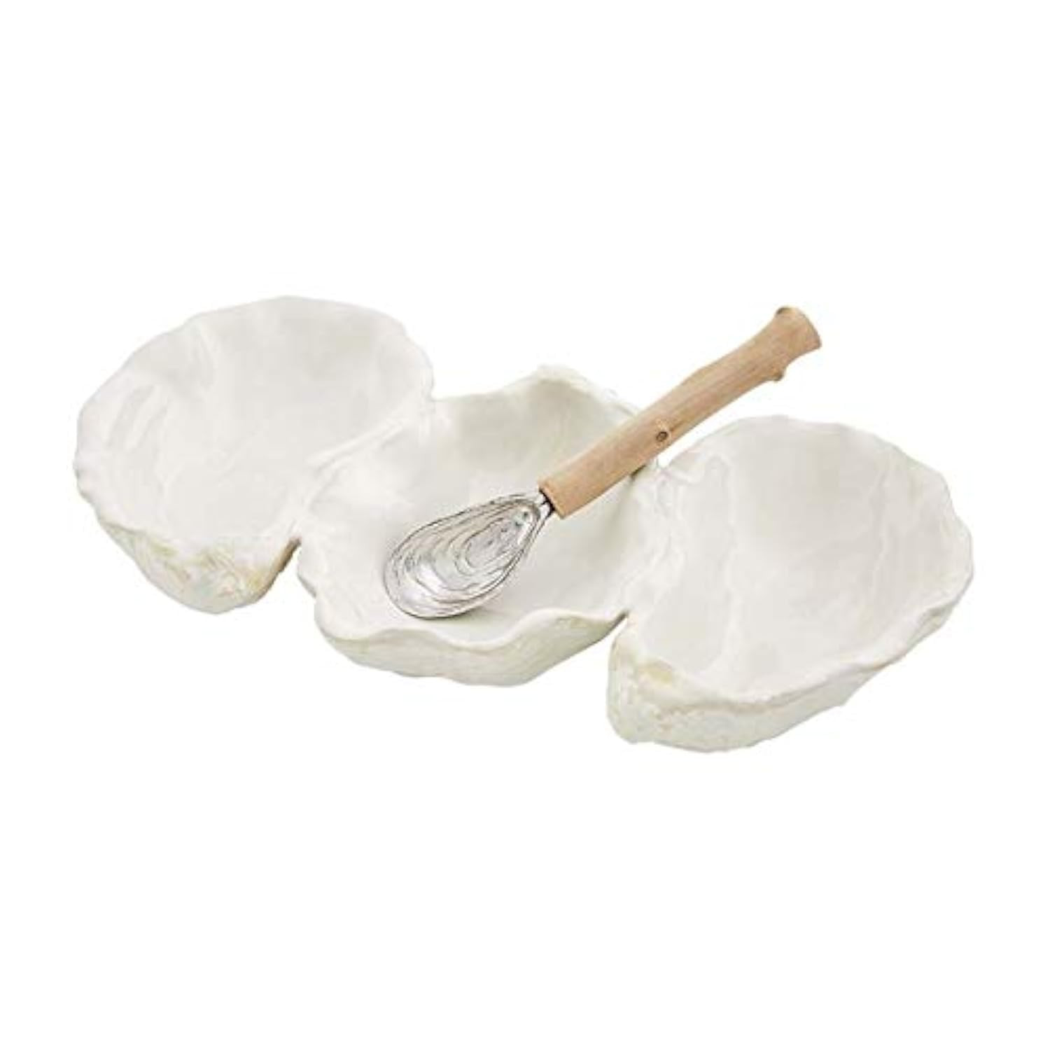 Amazon.com | Mud Pie Oyster Shaped Triple Dip and Serving Set, White, 10.25" x 5.5": Serveware Accessories | Amazon (US)