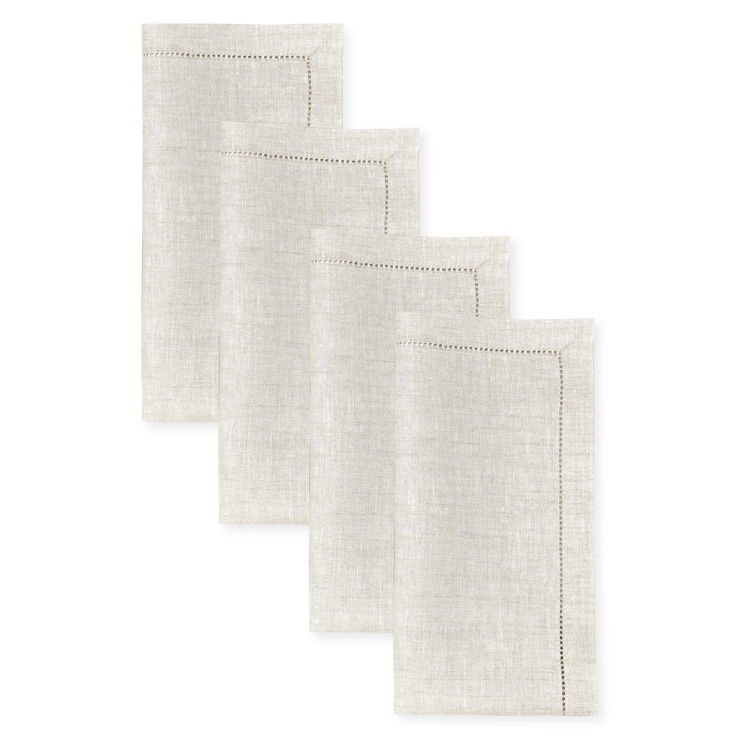D'Moksha Homes Light Natural Linen Napkins Set of 4 - Classic Hemstitch 100% Pure Linen Hemstitch... | Amazon (US)