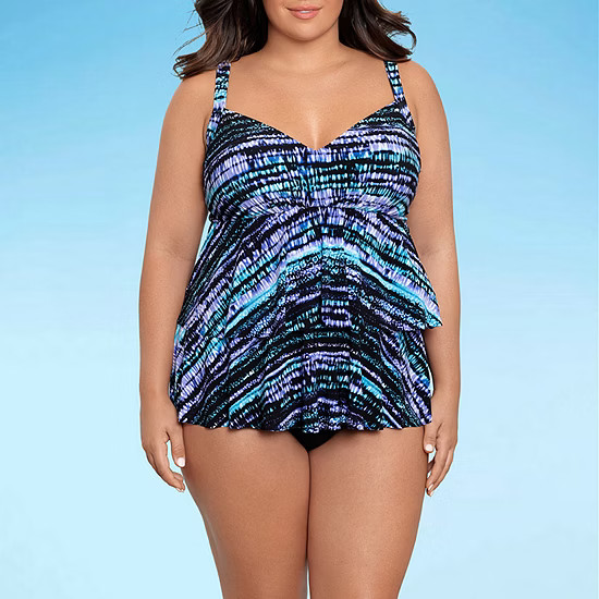 new!Trimshaper Striped Tankini Swimsuit Top Plus | JCPenney
