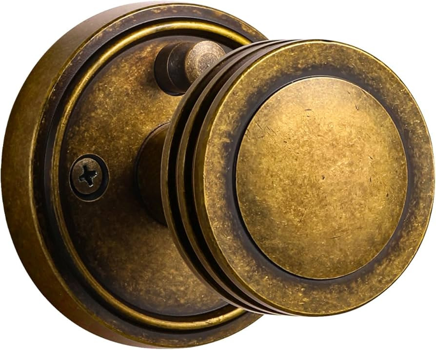 1 Pack Antique Brass Door Knob Interior Privacy Door Knobs with Lock for Bedroom and Bathroom Zin... | Amazon (US)