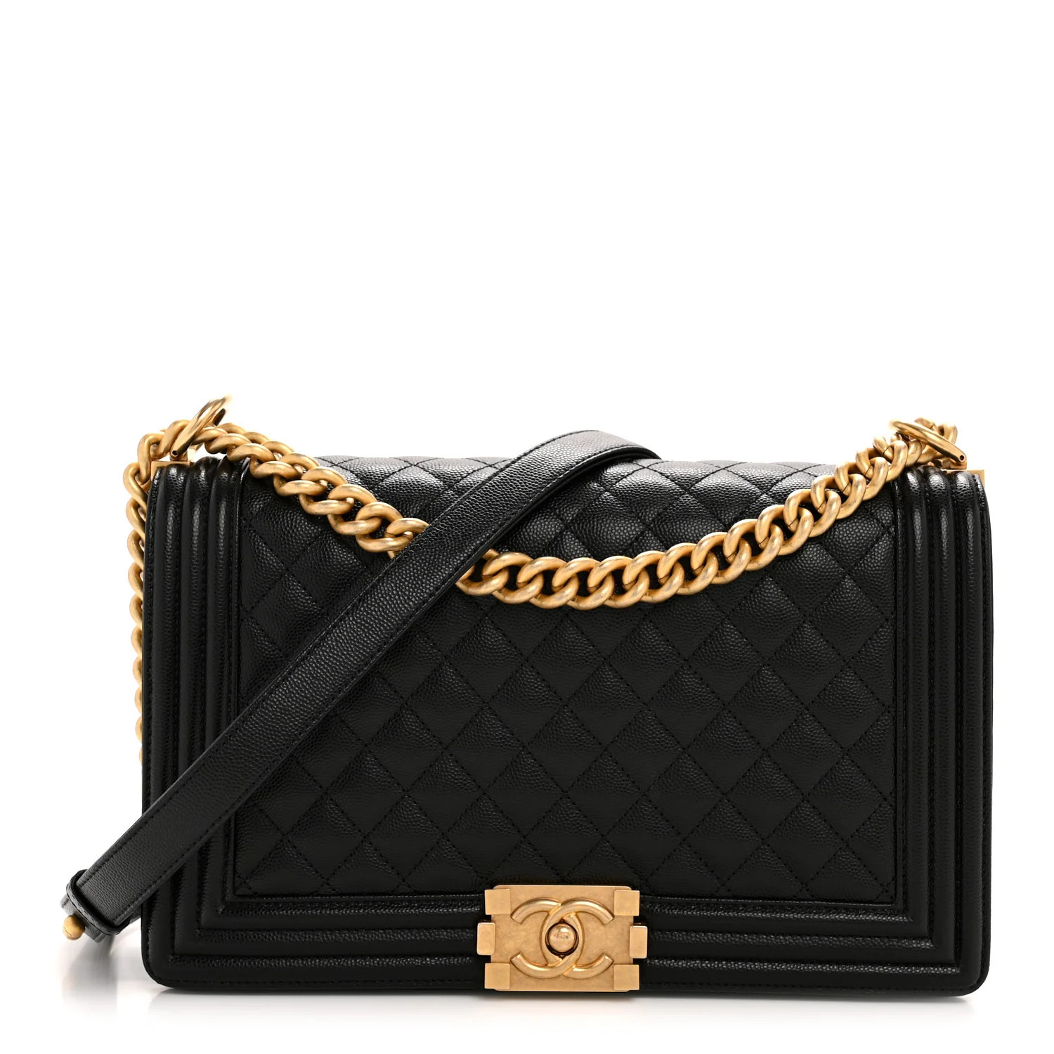 Caviar Quilted New Medium Boy Flap Black | FASHIONPHILE (US)