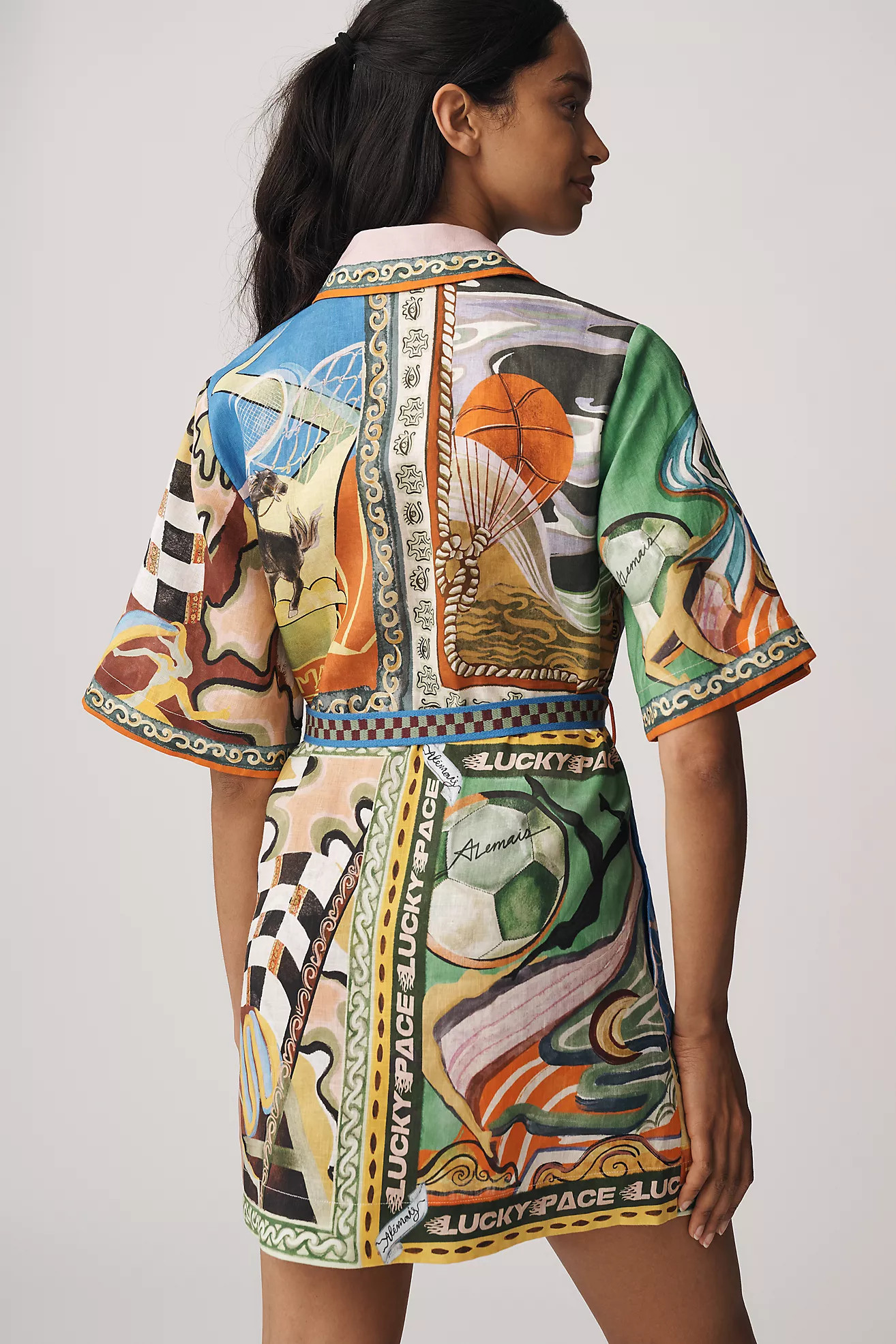 ALÉMAIS Lucky Pace Linen Short-Sleeve Belted Mini Shirt Dress | Anthropologie (US)