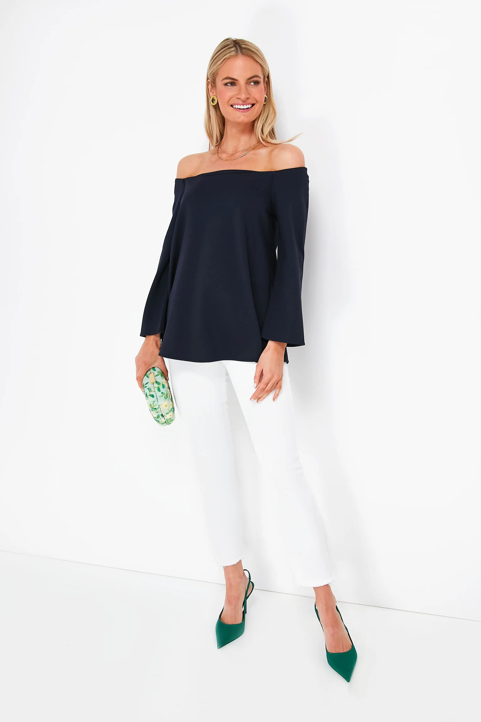 Navy Miranda Off the Shoulder Blouse | Tuckernuck (US)
