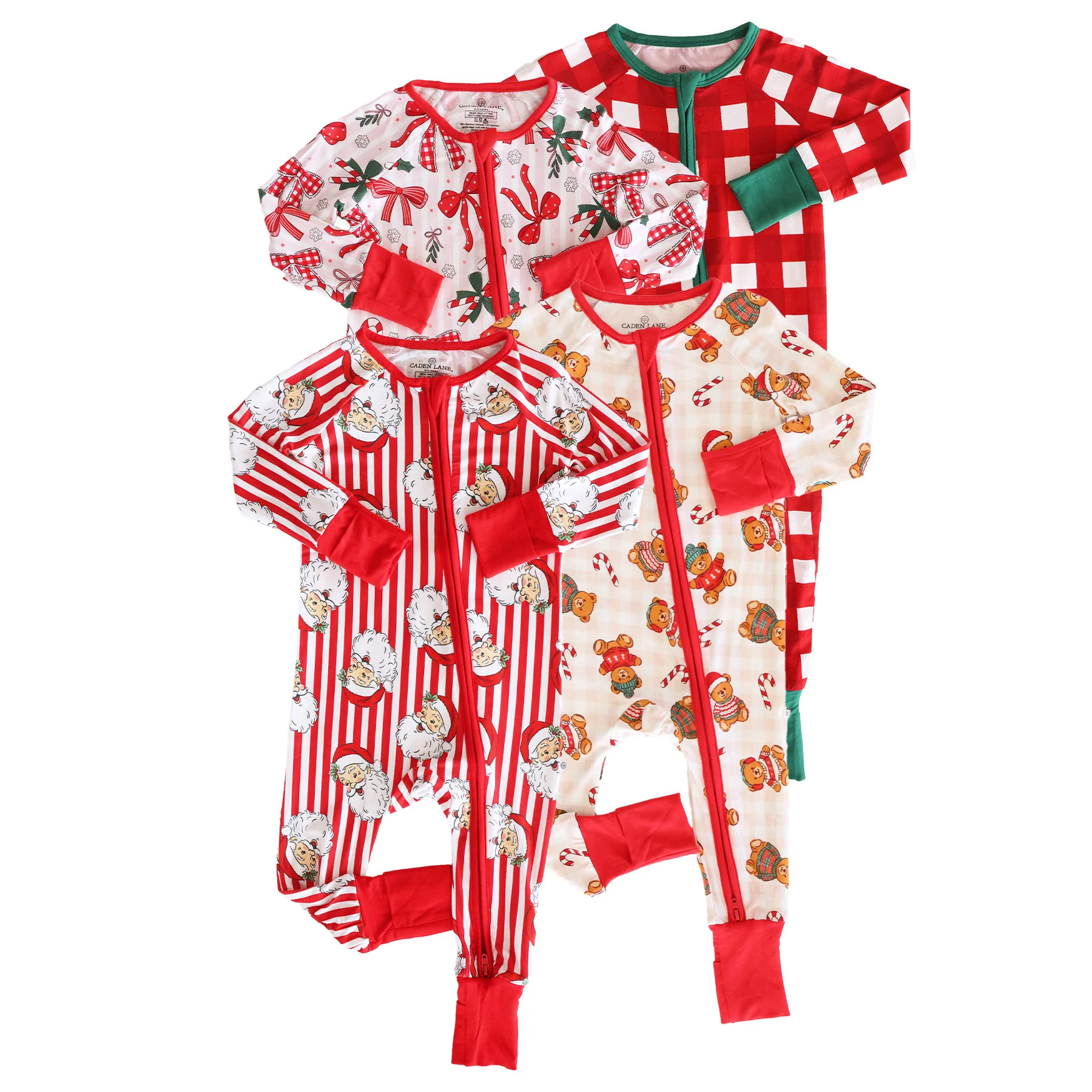 Christmas Bamboo Convertible Zip Rompers | Caden Lane