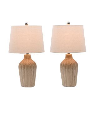 Set Of 2 Herringbone Ceramic Lamps | TJ Maxx