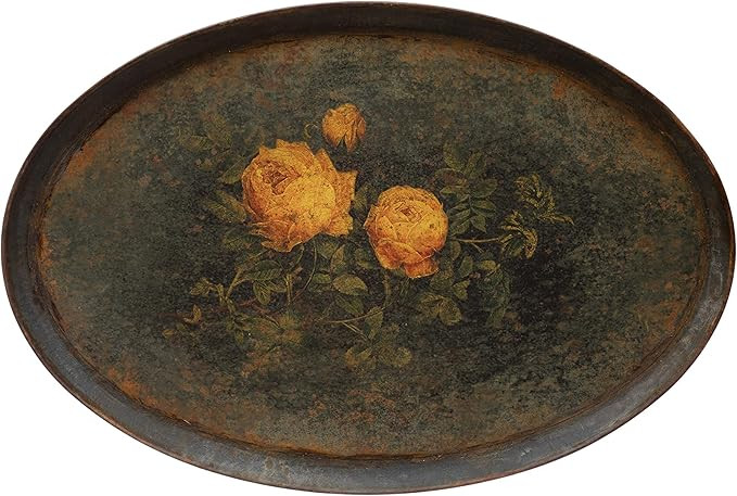 Creative Co-Op Decorative Hand-Painted Metal Roses, Multi Color Tray | Amazon (US)